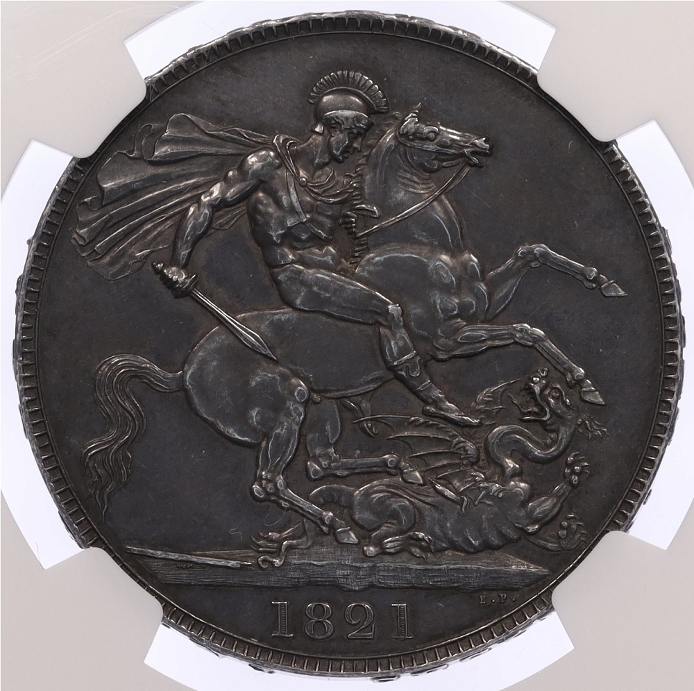 1 крона 1821 года Великобритания — в слабе NGC (UNC Details) — Фото №1