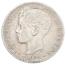 1 песета 1900 года Испания — Фото №1