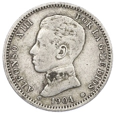 1 песета 1904 года Испания — Фото №1