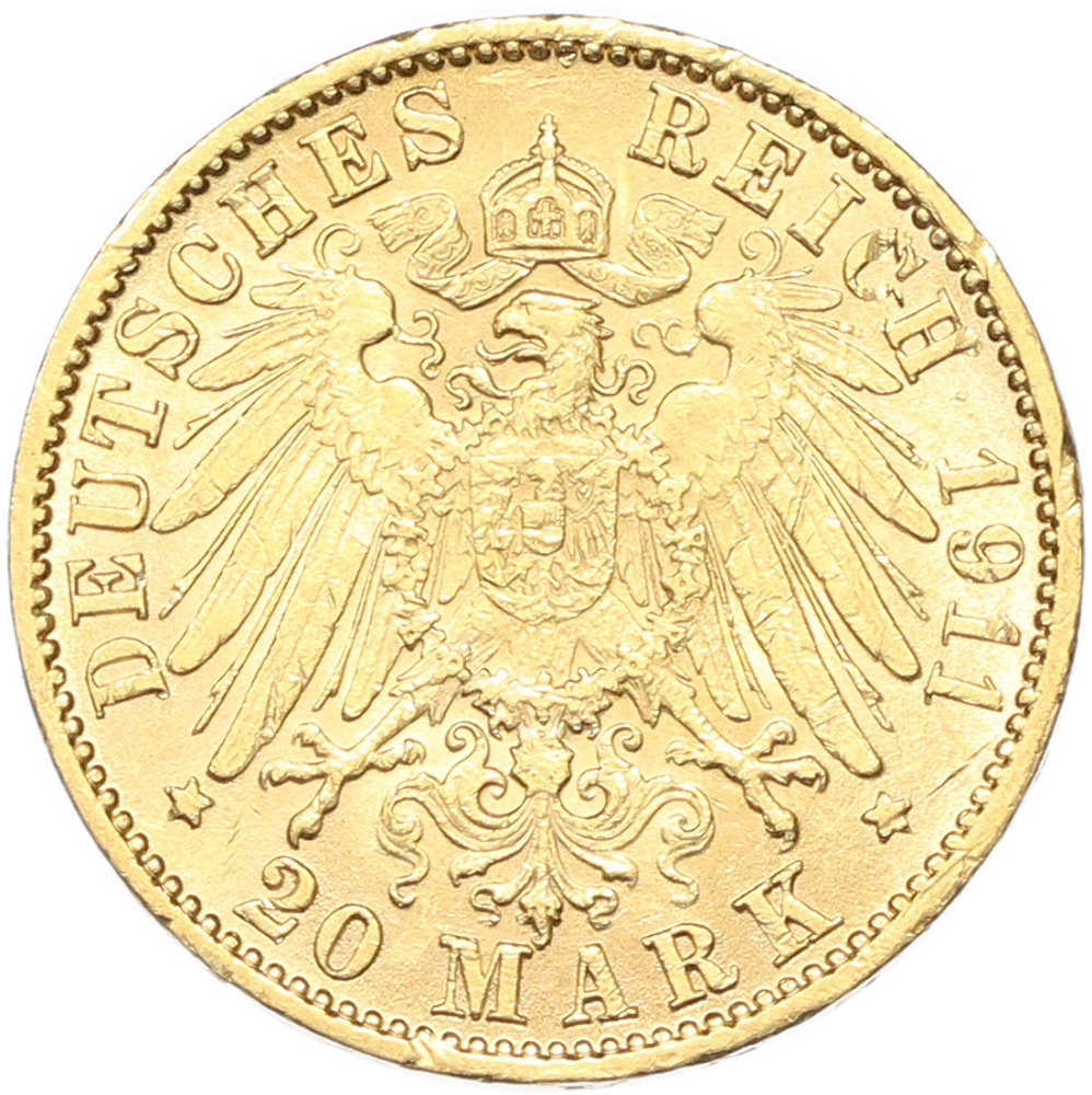 20 марок 1911 года G Германия (Баден) — Фото №2