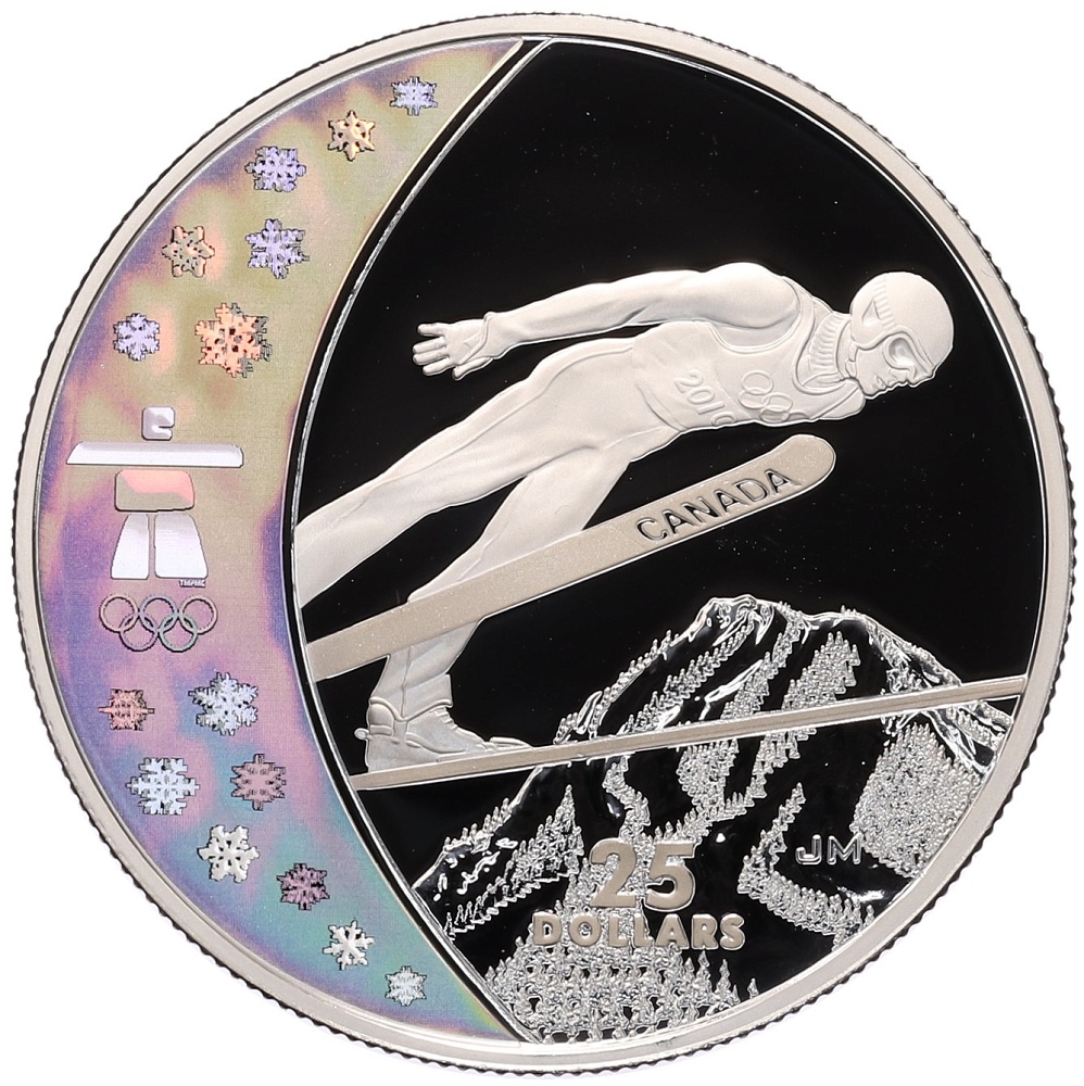 25 долларов 2009 года Канада «XXI зимние Олимпийские Игры 2010 в Ванкувере — Прыжки на лыжах с трамплина» — Фото №1