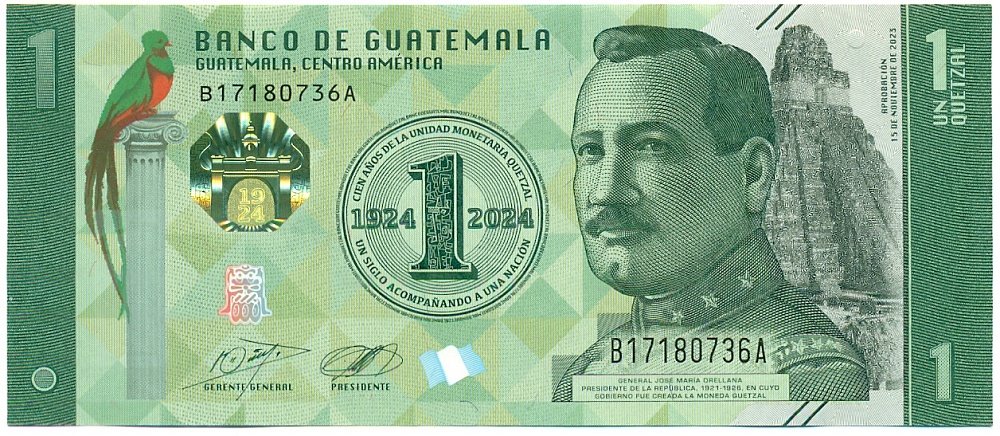 1 кетцаль 2024 года Гватемала «100-летие кетцаля» — Фото №1