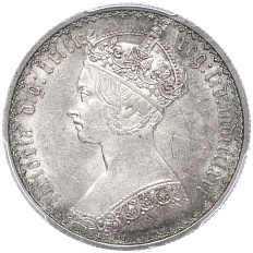 1 флорин 1871 года Великобритания (Королева Виктория) — в слабе PCGS (MS61) — Фото №1