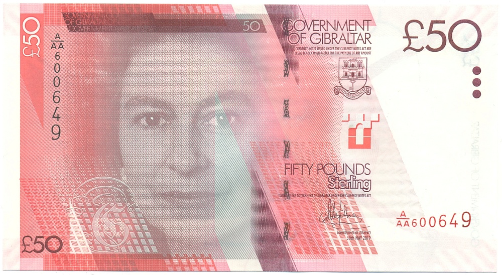 50 фунтов стерлингов 2019 года Гибралтар — Фото №1