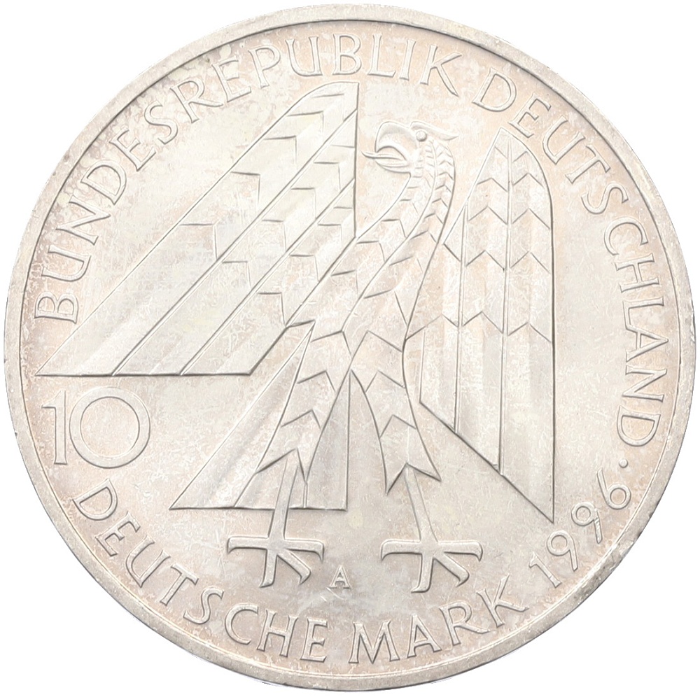 10 марок 1996 года A Германия «150 лет первой католической ассоциации ремесленников Колпинга» — Фото №2
