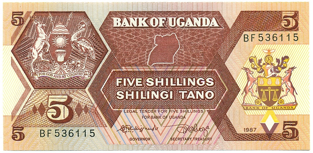 5 шиллингов 1987 года Уганда — Фото №1