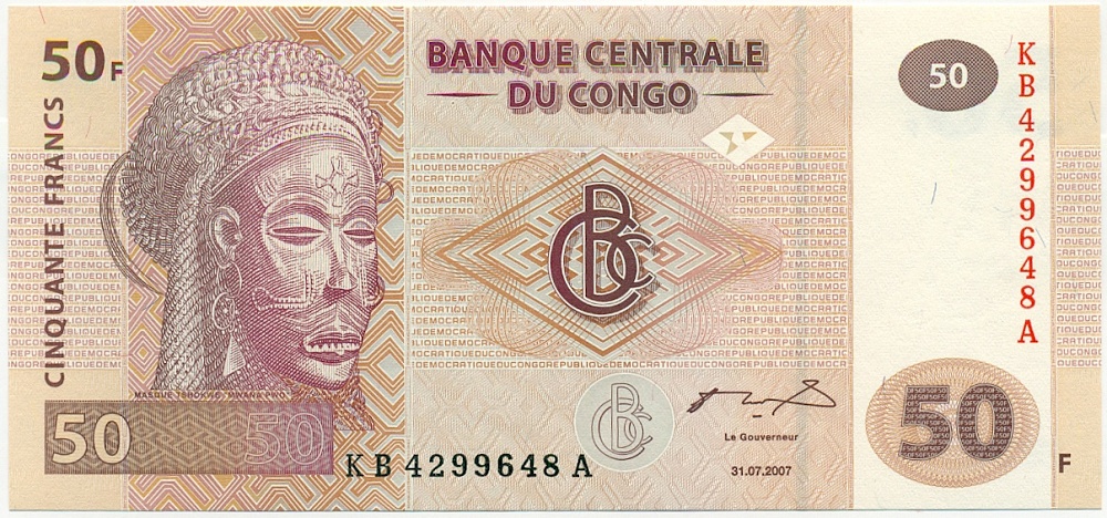 50 франков 2007 года Конго (ДРК) — Фото №1