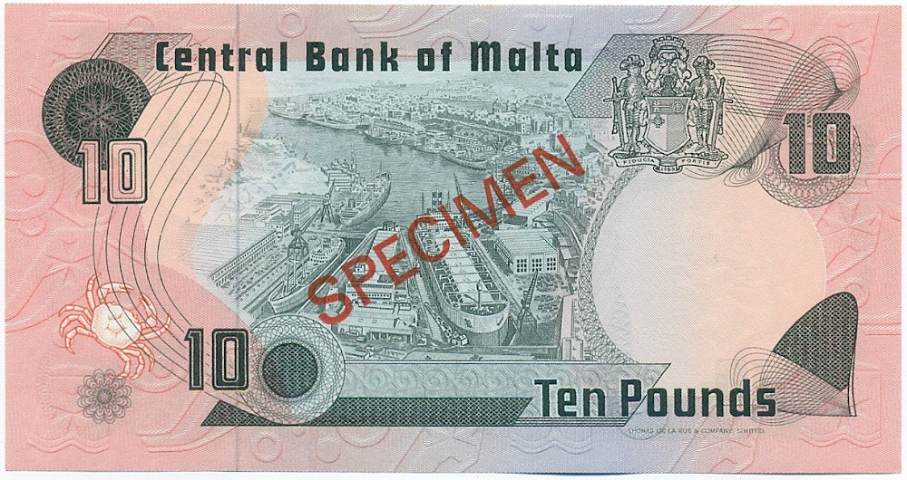 10 фунтов (лир) 1967 года Мальта (ОБРАЗЕЦ) — Фото №2