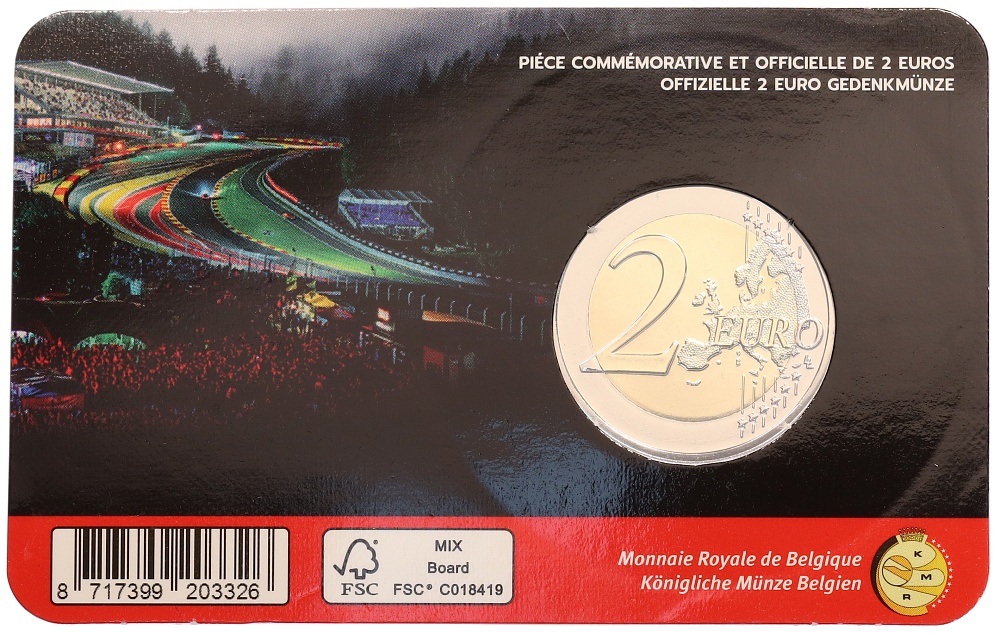 2 евро 2025 года Бельгия «Автодром Спа-Франкоршам» (Надписи на лицевой стороне блистера на фламандском и английском) — Фото №2