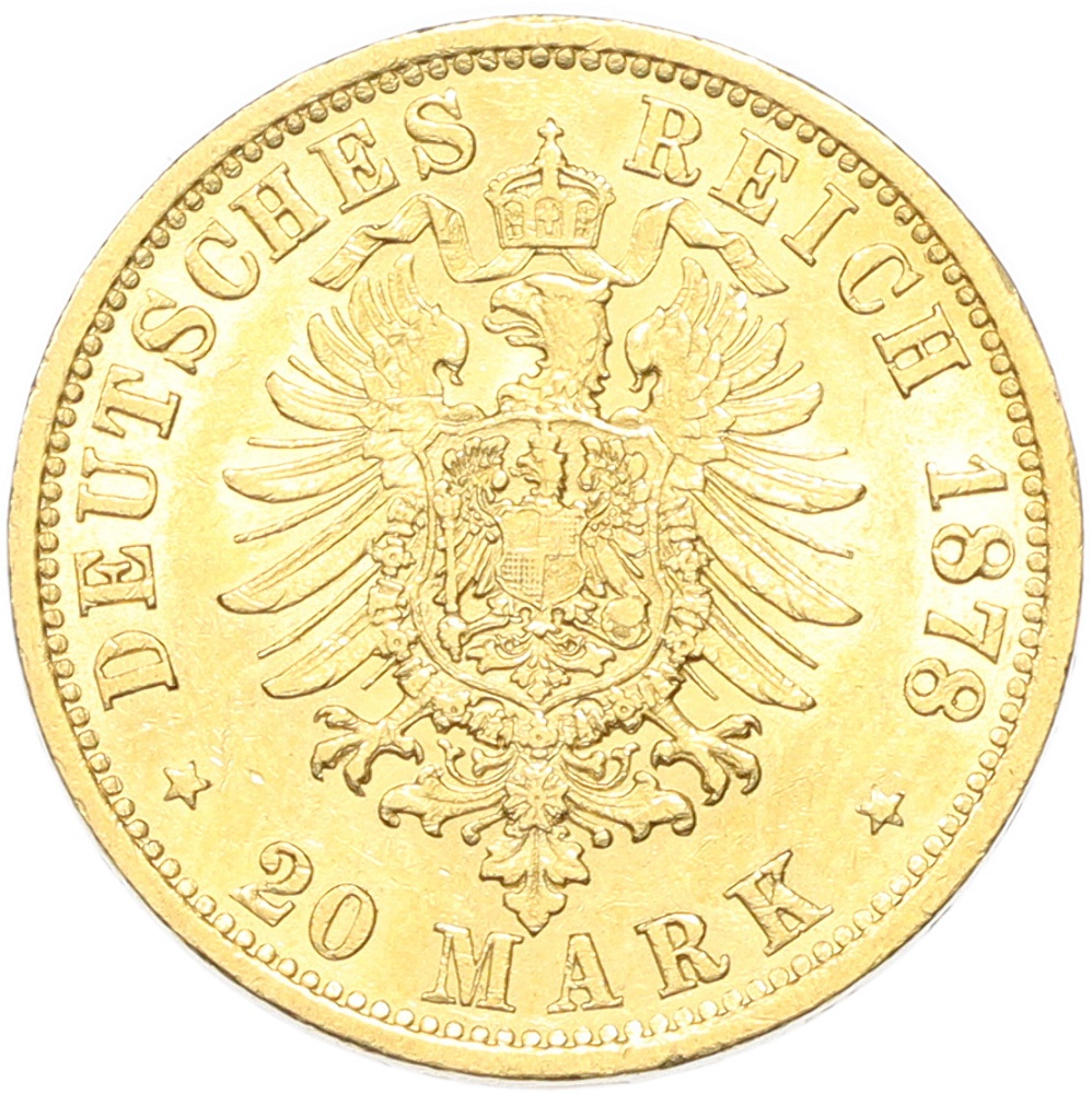 20 марок 1878 года J Германия (Гамбург) — Фото №2