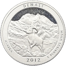 1/4 доллара (25 центов) 2012 года S США «Национальные парки — №15 Национальный парк Денали» — Фото №1