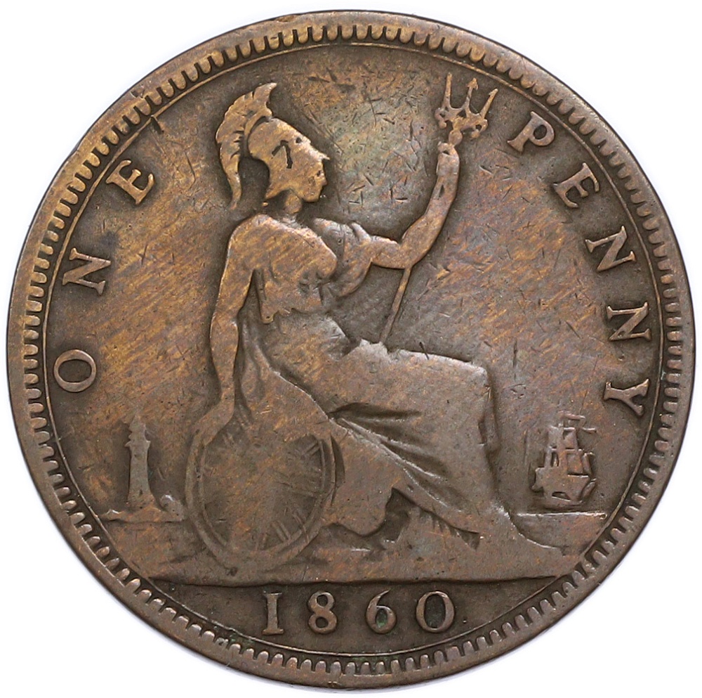 1 пенни 1860 года Великобритания — Фото №1