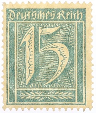 Почтовая марка 15 пфеннигов 1921 года Германия — Фото №1