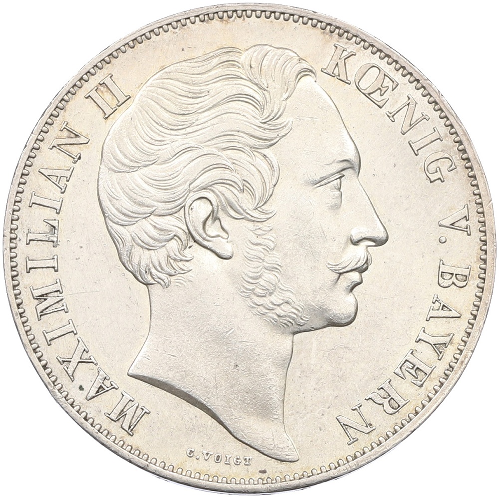 2 гульдена 1855 года Бавария «Восстановление колонны Мадонны в Мюнхене» — Фото №2