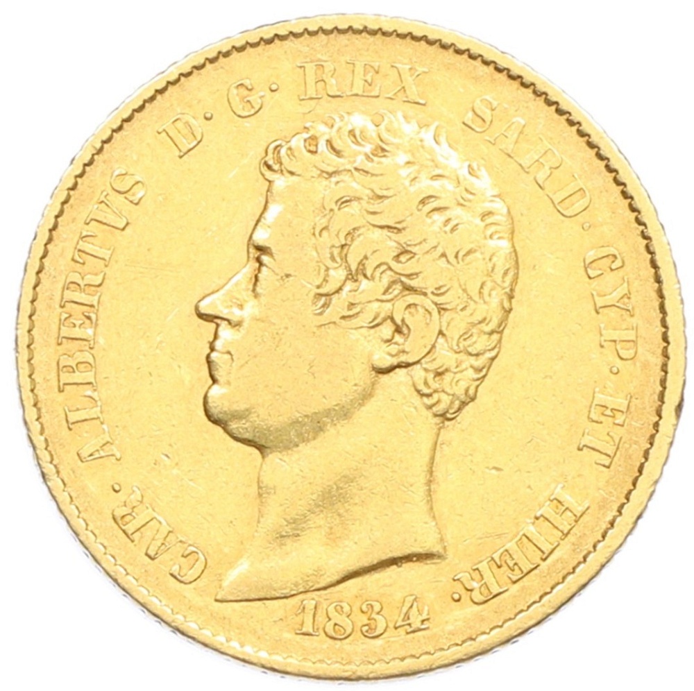 20 лир 1834 года Пьемонт-Сардиния — Фото №1
