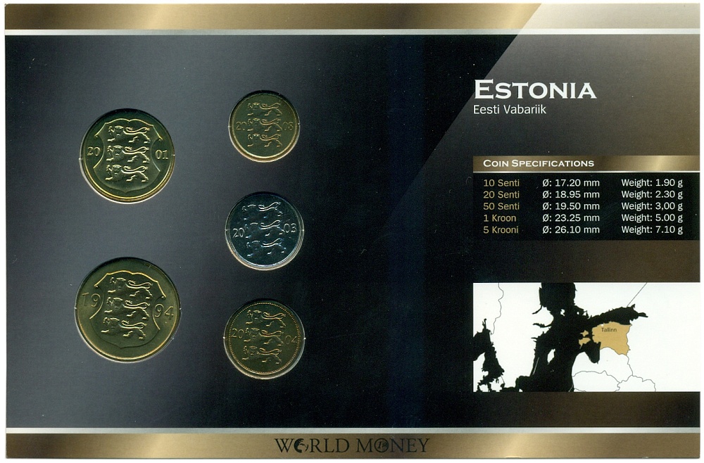 Набор монет 1994-2008 года Эстония — Фото №2
