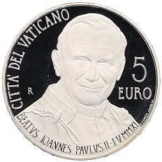 5 евро 2011 года Ватикан «Беатификации Папы Римского Иоанна Павла II» — Фото №1