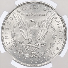 1 доллар 1887 года США «Доллар Моргана» в слабе NGC (MS63) — Фото №2