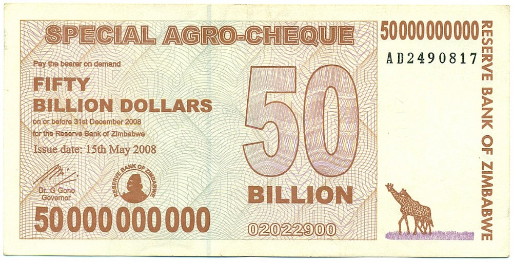 50 миллиардов долларов 2008 года Зимбабве — Фото №1