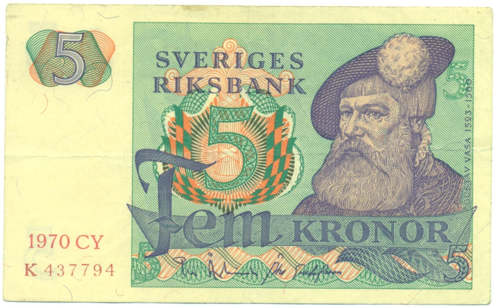 5 крон 1970 года Швеция — Фото №1