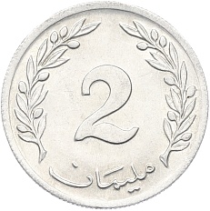 2 миллима 1960 года Тунис — Фото №2