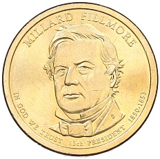 1 доллар 2010 года (D) США «13-й президент США Миллард Филлмор» — Фото №1