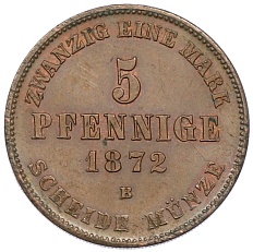 5 пфеннигов 1872 года Мекленбург-Шверин — Фото №1
