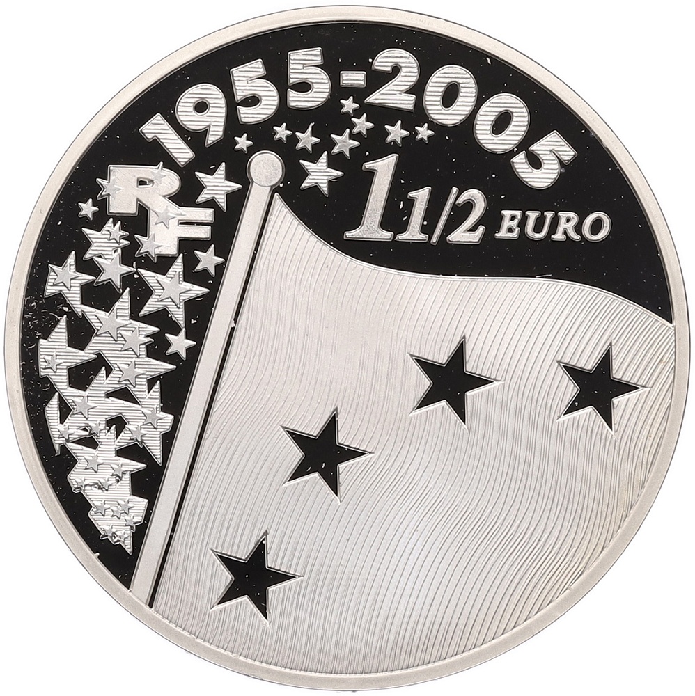 1 1/2 евро 2005 года Франция «50 лет Европейскому флагу» — Фото №1