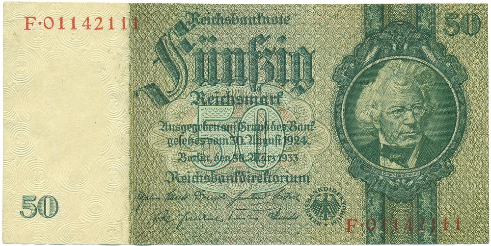 50 рейхсмарок 1933 года Германия — Фото №1