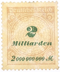 Почтовая марка 2 миллиарда марок 1923 года Германия — Фото №1