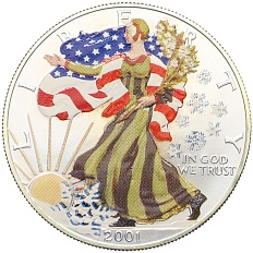 1 доллар 2001 года США «Шагающая Свобода» (Цветное покрытие) — Фото №1