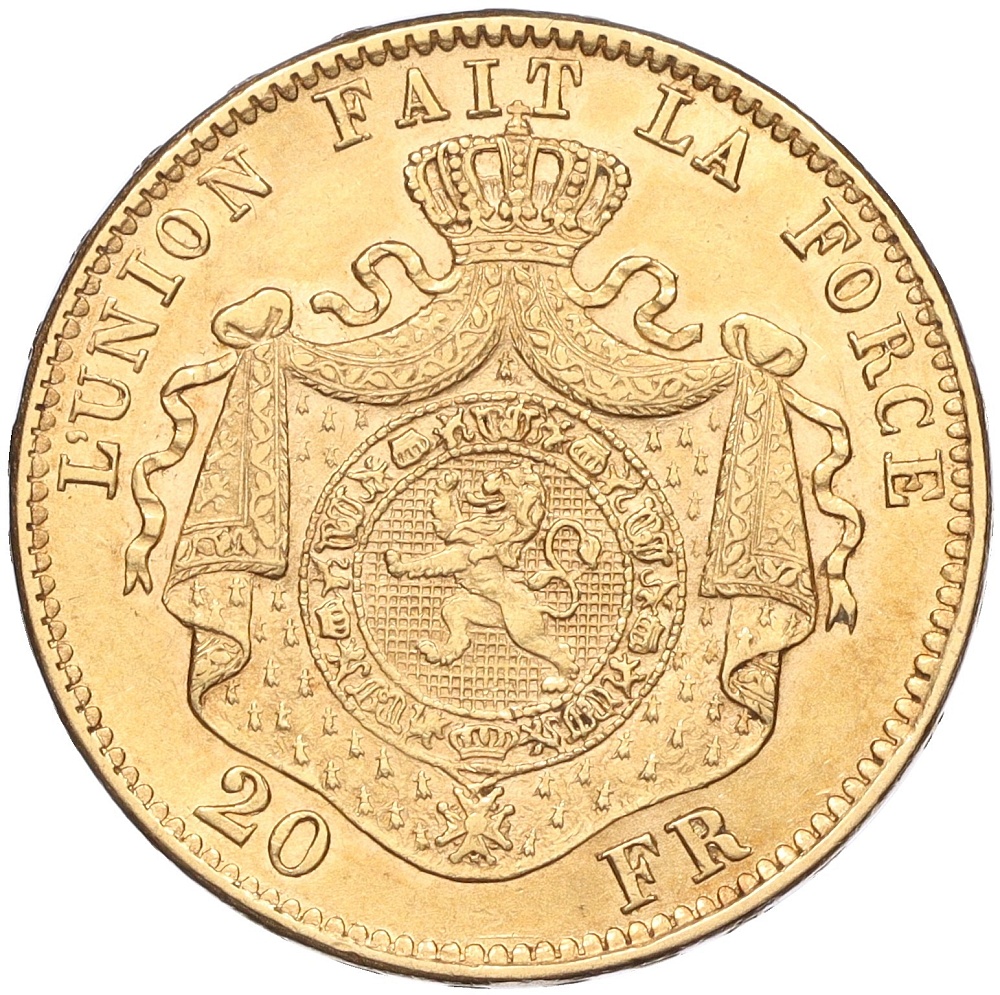 20 франков 1875 года Бельгия (Леопольд II) — Фото №2