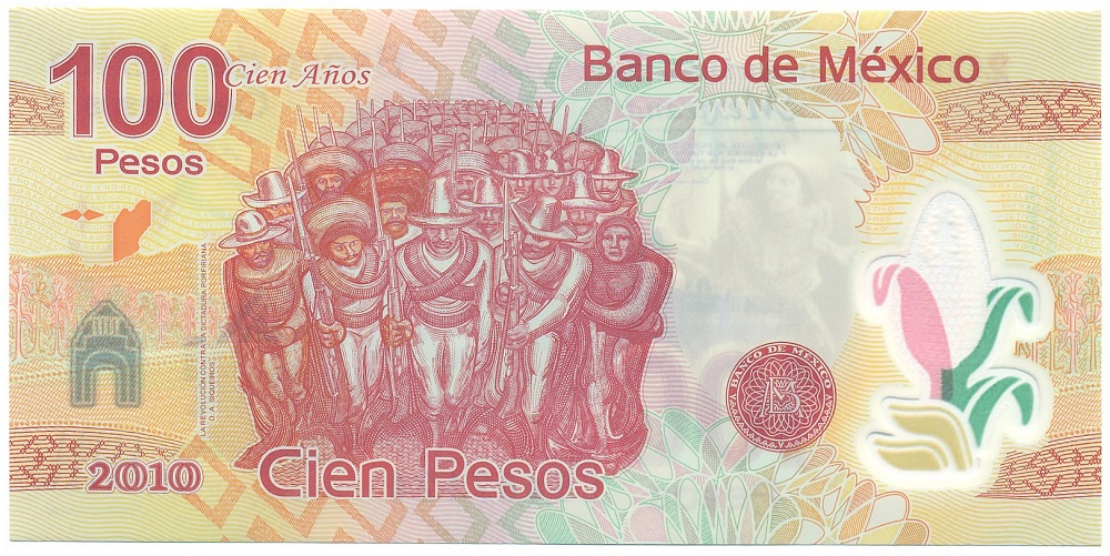 100 песо 2010 года Мексика «100 лет Революции» — Фото №2