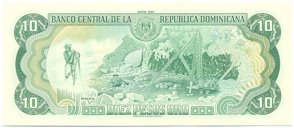 10 песо 1990 года Доминиканская республика — Фото №2