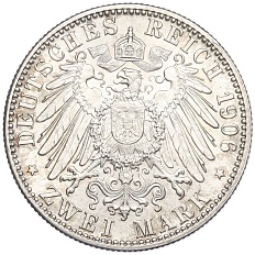2 марки 1906 года Германия (Баден) «50 лет свадьбе Фридриха I и Луизы Прусской» — Фото №2
